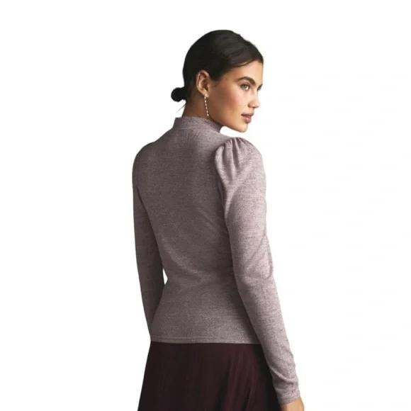 Anthropologie DOLAN Puff Sleeve Mock Neck Top - Picture 3 of 6